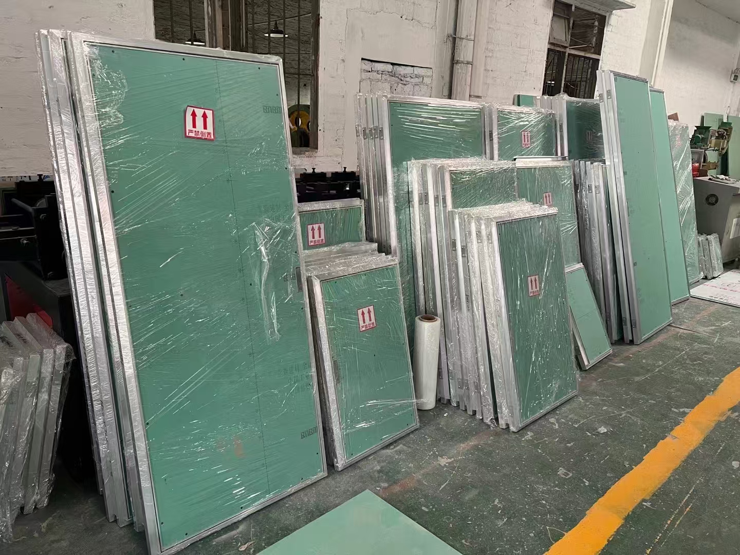 Aluminum alloy gypsum board double door